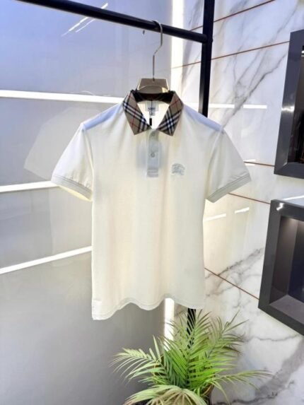 Burberry White Polo Premium Collar Neck T-shirt With Brand Carry Bag F3764-wh Price in India - Buy at Bootery