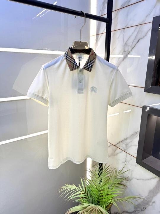 Burberry White Polo Premium Collar Neck T-shirt With Brand Carry Bag F3764-wh