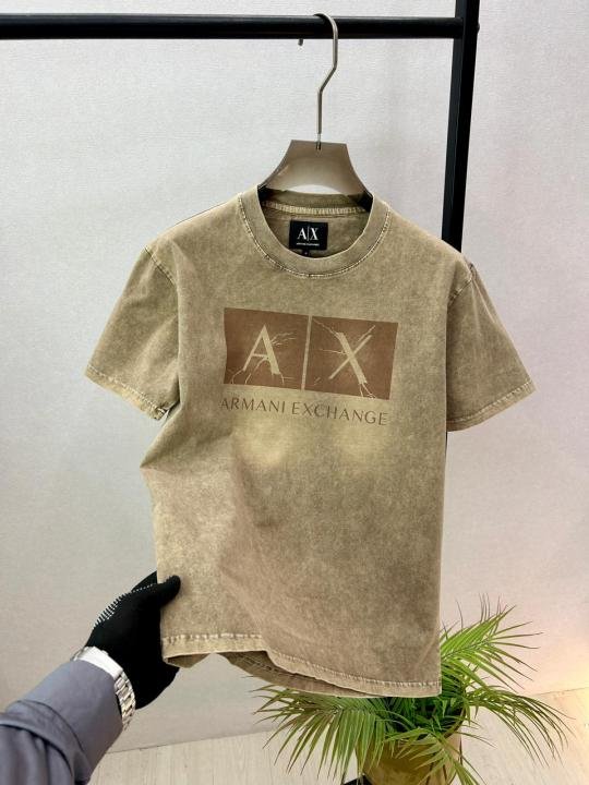 Armani Exchange Brown Oversized Premium Round Neck T-shirt - Image 3