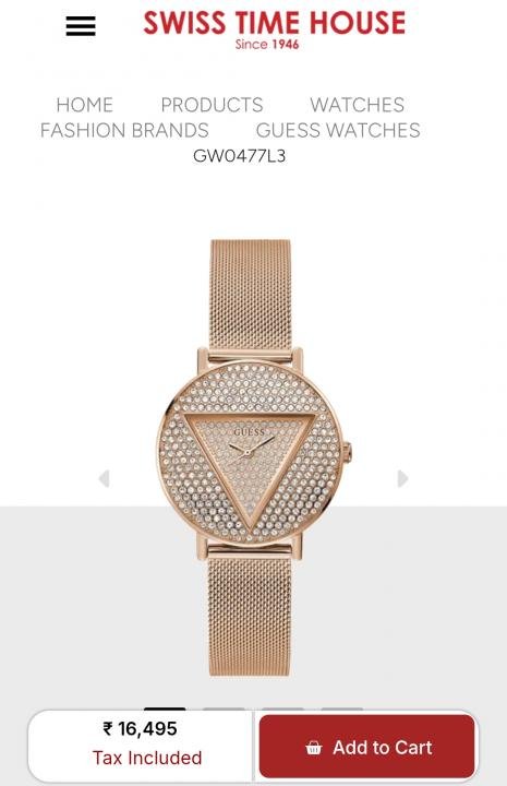 Guess Crystal Copper Premium Watch For Men - Image 3
