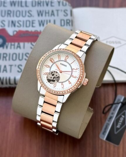 Fossil Architect Automatic Two-Tone Copper White Dial Watch for Men - Best Price Online - Bootery