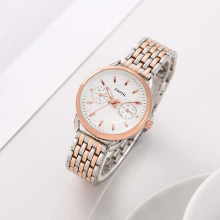 Fossil Tailor Multifunction Two-Tone Copper White Dial Watch Price in India - Buy at Bootery
