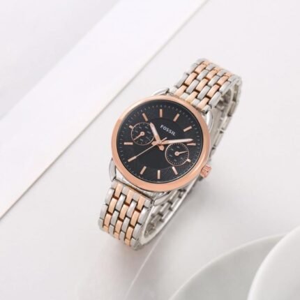 Fossil Tailor Multifunction Two-Tone Copper Black Dial Watch for Men - Best Price Online - Bootery