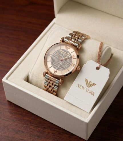 Emporio Armani Classic Two-Tone Copper Pink Dial Watch Price in India - Style 1 - Buy at Bootery