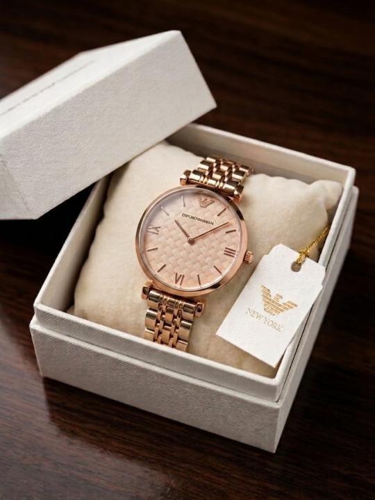 Emporio Armani Classic Copper Pink Check Dial Watch | Premium Watch