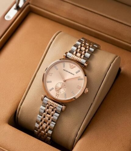 Emporio Armani Classic Two-Tone Copper Pink Dial Women's Watch - Best Price Online - Bootery