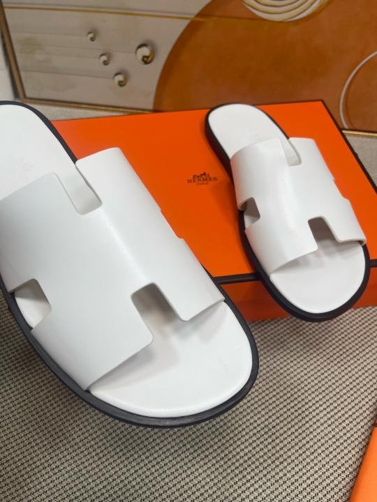 Hermes Izmir Italian Calf Leather Premium Sandal SlideWhite Shoes Price in India - Buy at Bootery - Image 8