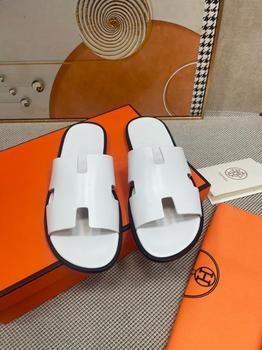 Hermes Izmir Italian Calf Leather Premium Sandal SlideWhite Shoes Price in India - Buy at Bootery - Image 6