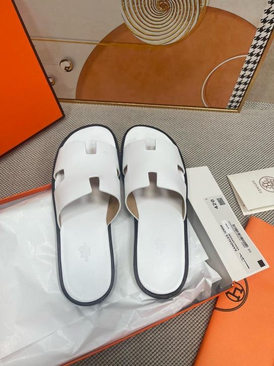 Hermes Izmir Italian Calf Leather Premium Sandal SlideWhite Shoes Price in India - Buy at Bootery - Image 3