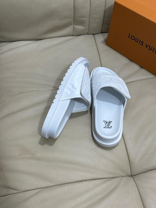 Louis Vuitton Lv Leather Miami Mules Wide Front Strap Logo Premium Slides Shoes - Best Price Online - Bootery - Image 8