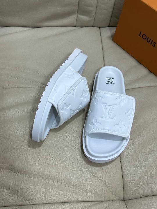 Louis Vuitton Lv Leather Miami Mules Wide Front Strap Logo Premium Slides Shoes - Best Price Online - Bootery - Image 7