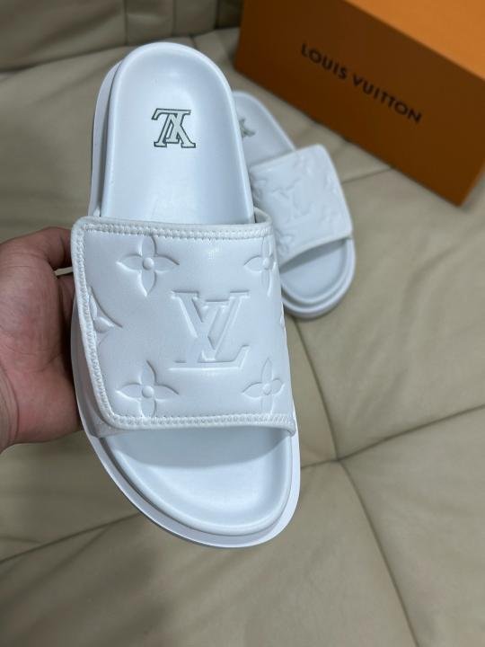 Louis Vuitton Lv Leather Miami Mules Wide Front Strap Logo Premium Slides Shoes - Best Price Online - Bootery - Image 5