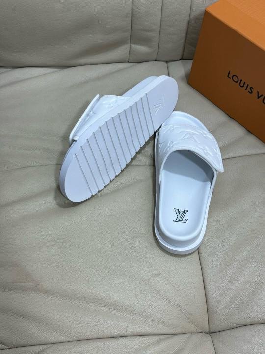 Louis Vuitton Lv Leather Miami Mules Wide Front Strap Logo Premium Slides Shoes - Best Price Online - Bootery - Image 4