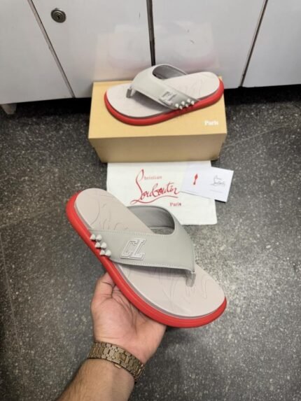 Christian Louboutin Super Rubber Spike Slipers Cream Premium Shoes Price in India - Buy at Bootery