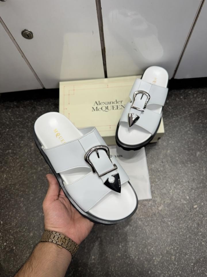 Alexander McQueen Platform Buckle SandalsSlide White Premium