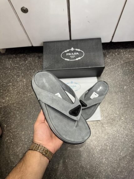 Prada Suede Sandals Slip Grey Premium Shoes - Best Price Online - Bootery