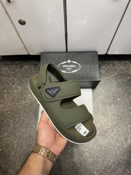 Buy Prada Technical Fabric Sandals Olive Green Shoes Online in India - Bootery