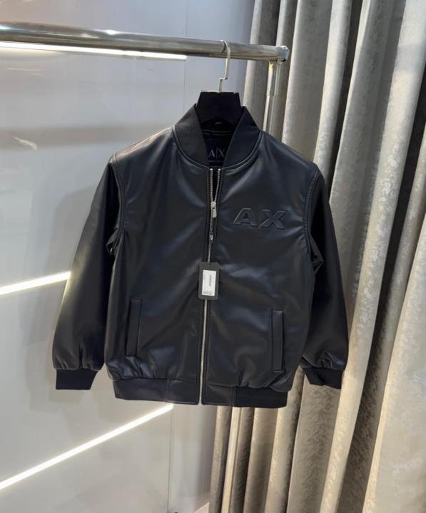 Armani Exchange Ax Black Premium Leather Jacket 508 - Image 3