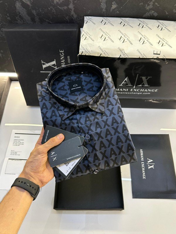 Armani Exchange Monogram Ax Shirt With Box Black Ax893 - - Image 3