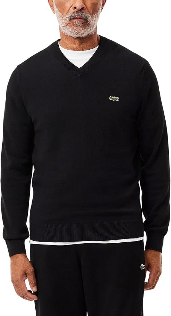 Lacoste Black Monochrome V-neck Sweater 509