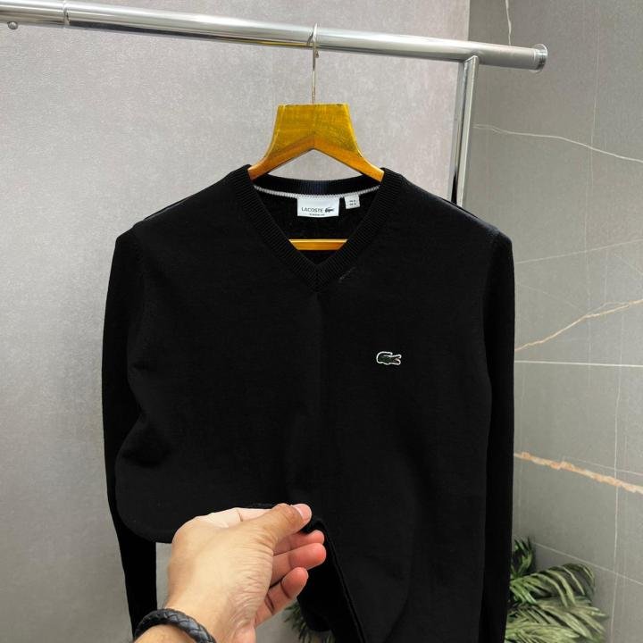 Lacoste Black Monochrome V-neck Sweater 509 - Best Price Online - Bootery - Image 4