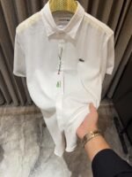 Buy Lacoste White Pure Linen Half Sleeves Shirt Online in India - Bootery - Image 2