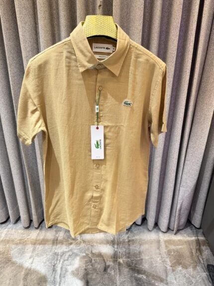 Lacoste Beige Pure Linen Half Sleeves Shirt Price in India - Buy at Bootery