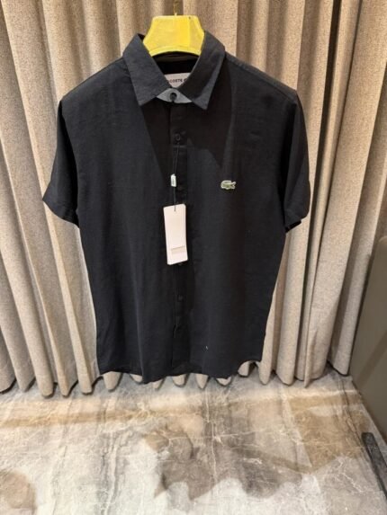 Lacoste Black Pure Linen Half Sleeves Shirt - Best Price Online - Bootery