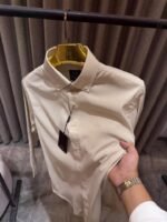 Buy Armani Exchange Beige Premium Shine Cotton Shirts Online in India - Bootery - Image 2