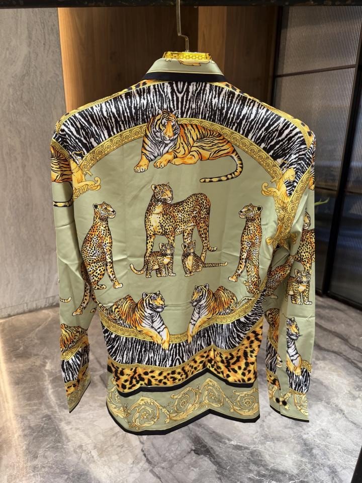 Versace Versac E Green Tiger Printed Premium Quality Shirts Price in India - Buy at Bootery - Image 3