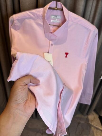 Ami Paris Pink Premium Imported Red Logo Shirt Price in India - Buy at Bootery - Image 2