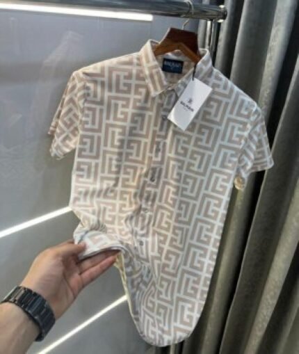 Buy Balmain Paris Macro Monogram Peach Shirt Online in India - Bootery
