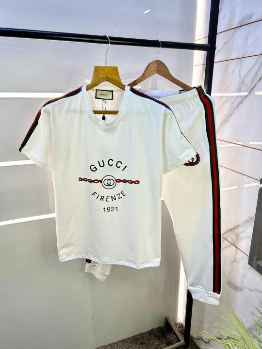 Gucci Imported White Super Premium Track Suit With Brand Carry Bag F2421-WH