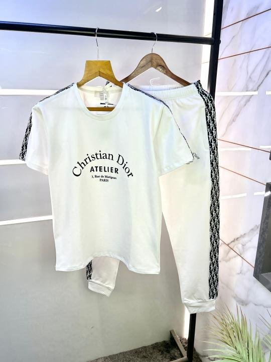 Christian Dior Imported White Super Premium Track Suit With Brand Carry Bag F1457-wh