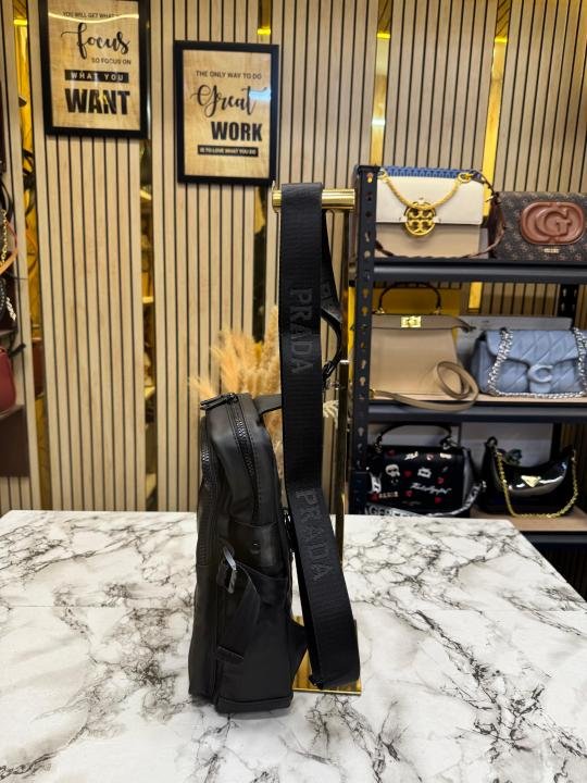 Prada  Nylon Crossbody Sling Bag with Triangle Badge Black - Image 4