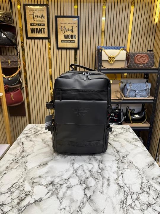 Emporio Armani Matte Black Premium Backpack Executive Travel Edition (E5020-A) | Premium Accessories