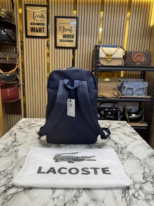 Lacoste Bold Sporty Logo Design Premium Backpack With Dust Bag (Blue-518-4) | Premium Accessories - Image 3