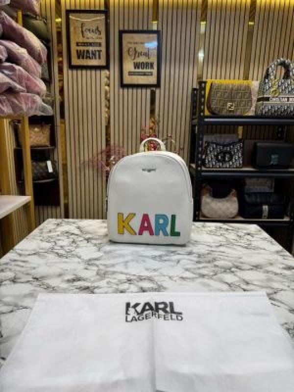 Karl Lagerfeld Paris Premium Quality Backpack With Dust Bag (f-white) | Premium Accessories