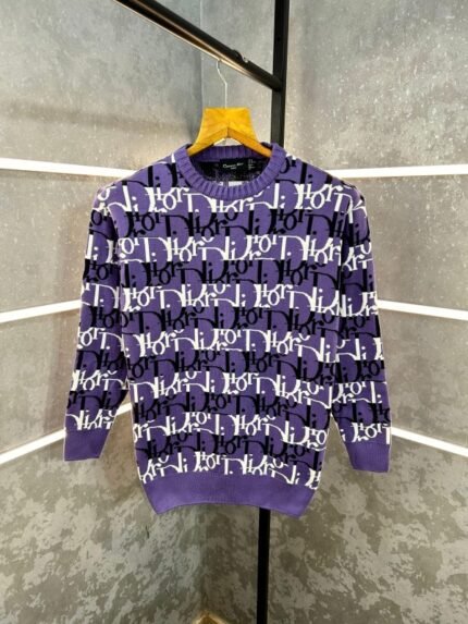 Christian Dior Imported Monogram Print Purple Super Premium Sweater 1093 - Best Price Online - Bootery