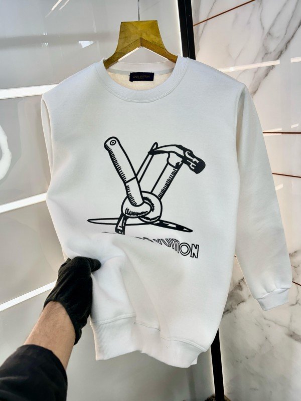 Louis Vuitton Imported Printed Premium White Sweatshirts With Brand Packing 1198 - Image 8