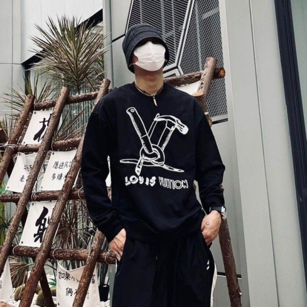 Louis Vuitton Imported Printed Premium White Sweatshirts With Brand Packing 1198 - Image 3