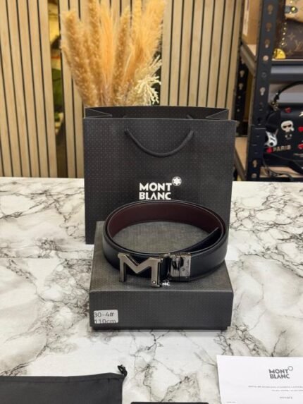 Buy Montblanc Signature M Logo Formal Leather Belt Online in India - Style 3 - Bootery