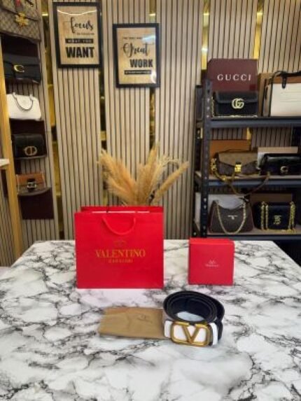 Valentino Garavani Leather Belt V-logo Buckle With Box And Dust Bag Including Carry Bag Price in India - Style 2 - Buy at Bootery