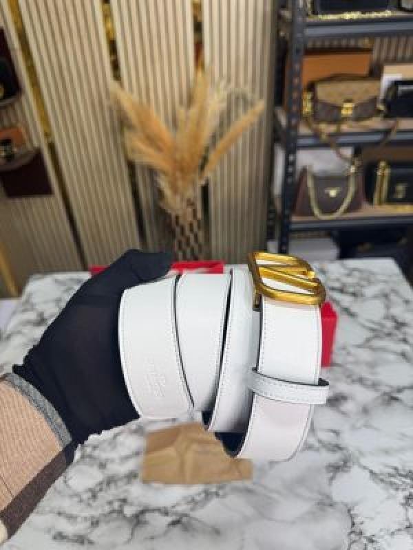 Valentino Garavani Leather Belt V-Logo Buckle With Box And Dust Bag Including Carry Bag (WHITE-V37) | Premium Accessories - Image 5