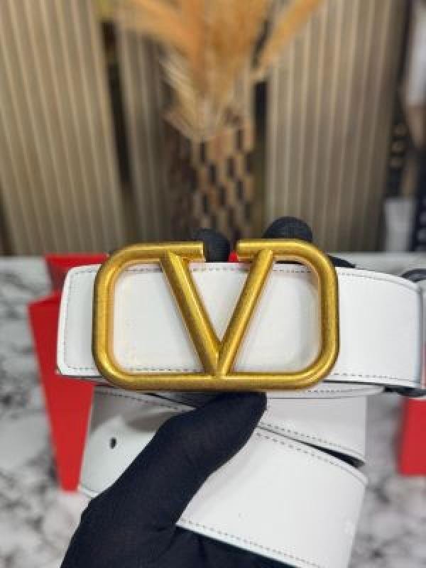 Valentino Garavani Leather Belt V-Logo Buckle With Box And Dust Bag Including Carry Bag (WHITE-V37) | Premium Accessories - Image 4