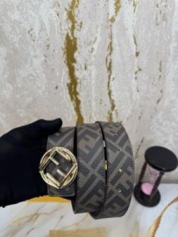 Fendi Monogram Belt Gold Round Buckle Box And Dust Bag (F61-GG)(Coffee) | Premium Accessories - Image 5