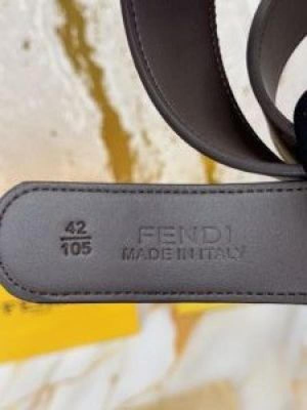 Fendi Monogram Belt Gold Round Buckle Box And Dust Bag (F61-GG)(Coffee) | Premium Accessories - Image 2