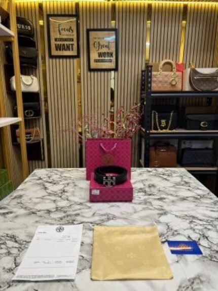 Tory Burch Tory Burc H Black Leather Belt With Signature Silver Logo Buckle Includes Box Dust Bag And Carry Bag - Best Price Online - Style 2 - Bootery