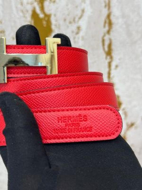 Hermes HERME S PREMIUM BELT WITH OG BOX DUST BAG RED H48 | Premium Accessories - Image 5