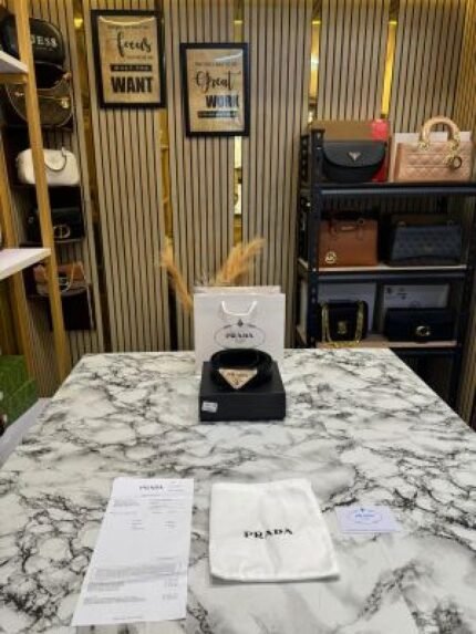Prada Saffiano Leather Belt Gold Buckle With Box Dust Bag And Carrybag Price in India - Buy at Bootery